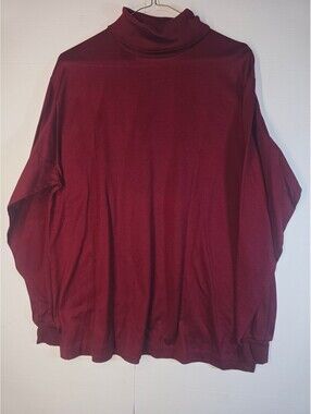 Cross Creek Mens XL Vintage Burgundy Turtleneck Shirt 100% Cotton Lisle USA